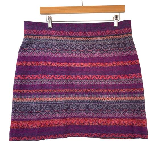 Krimson Klover Merino Wool Silk SIZE XL Geometric Print MiniSkirt Aztec Fairisle - Picture 1 of 9